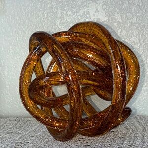 Sparkling Amber  Glass infinity love knot Decor